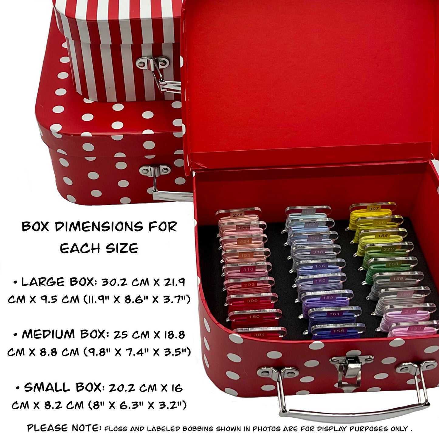 Travel Floss Bobbin Box Set–3 Organizer Boxes with Foam Inserts–Holds 151 Acrylic or 206 Plastic Bobbins–Gift Cross Stitch Storage