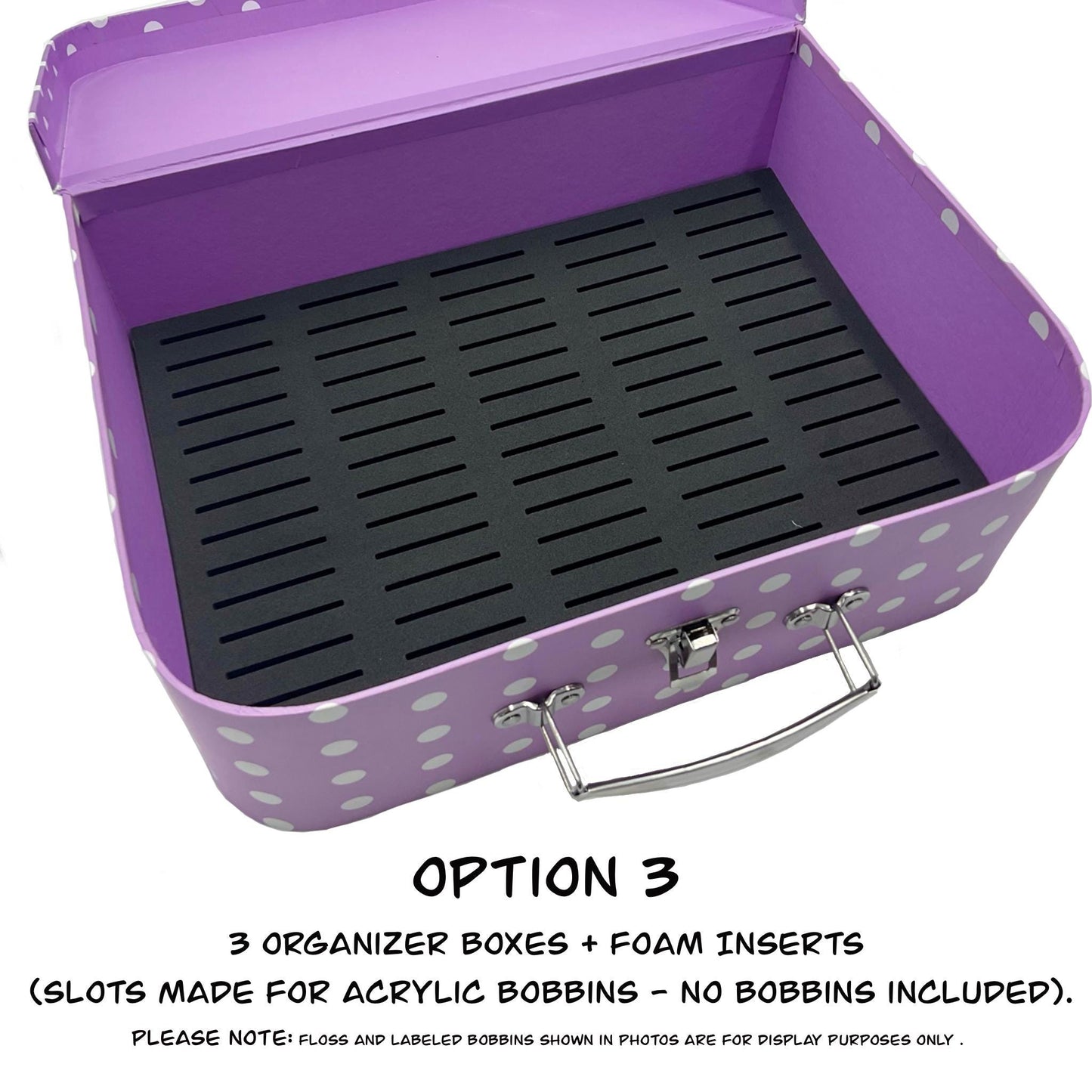 Travel Floss Bobbin Box Set–3 Organizer Boxes with Foam Inserts–Holds 151 Acrylic or 206 Plastic Bobbins–Gift Cross Stitch Storage