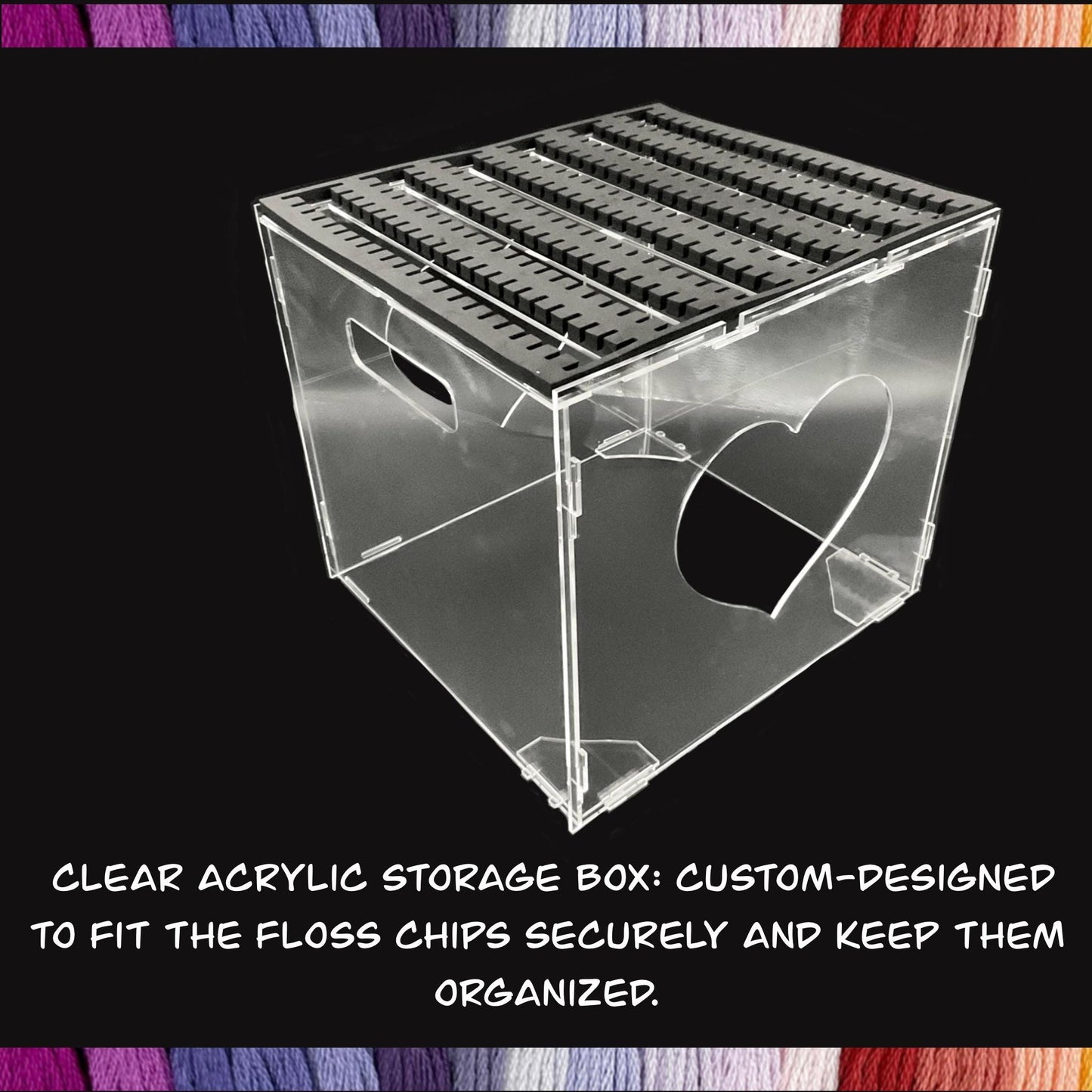 Clear Acrylic Floss Chip Storage Box–Holds 132 DMC Pre-Labeled Floss Drops-DMC Pre-Labeled Chip Organizer Storage-Perfect Gift for Stitcher