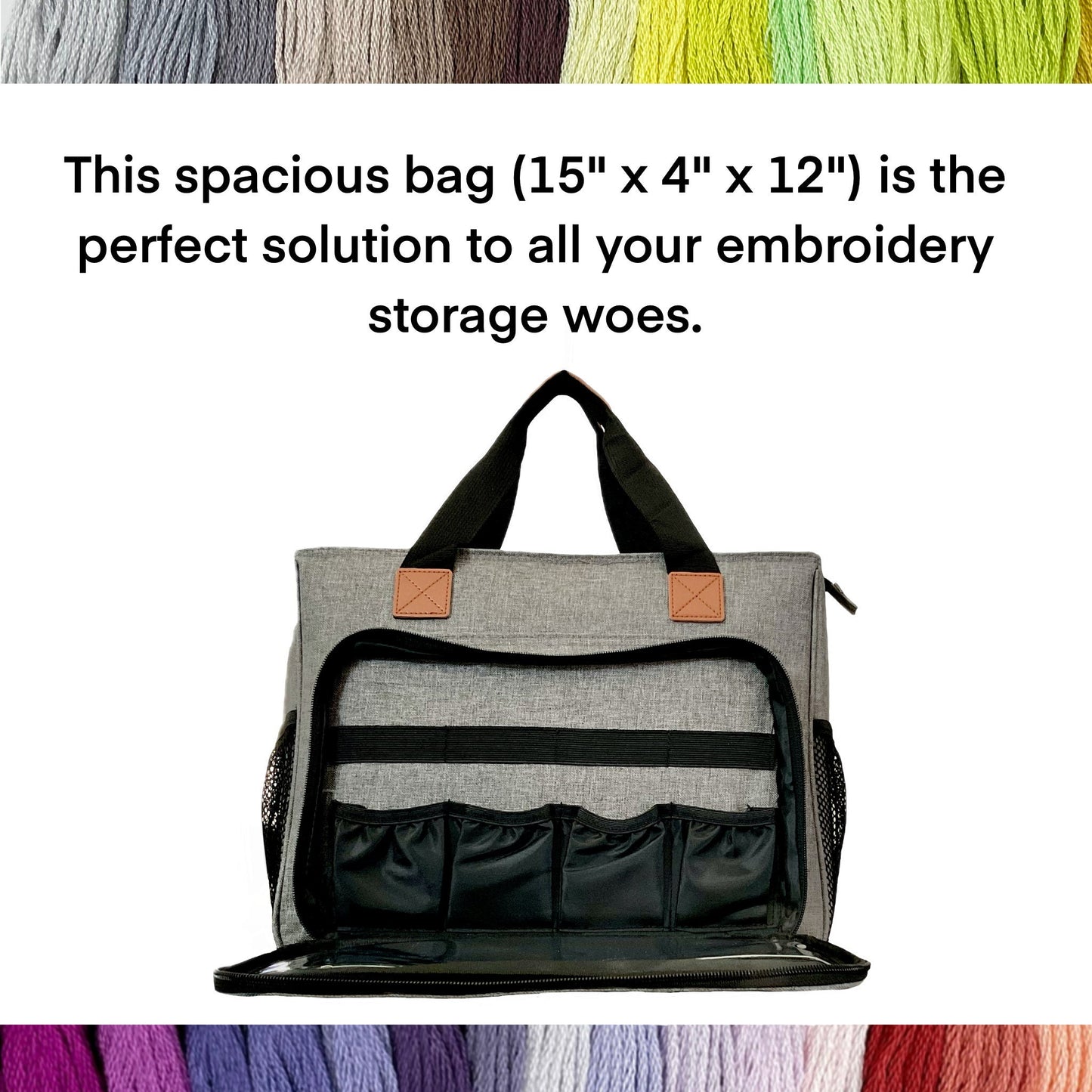 Complete Cross Stitch Tread Kit:447 Colors Mercerized Egyptian Cotton in Organizer Bag.Rainbow Colors Floss Gift Set. Present for Crafter