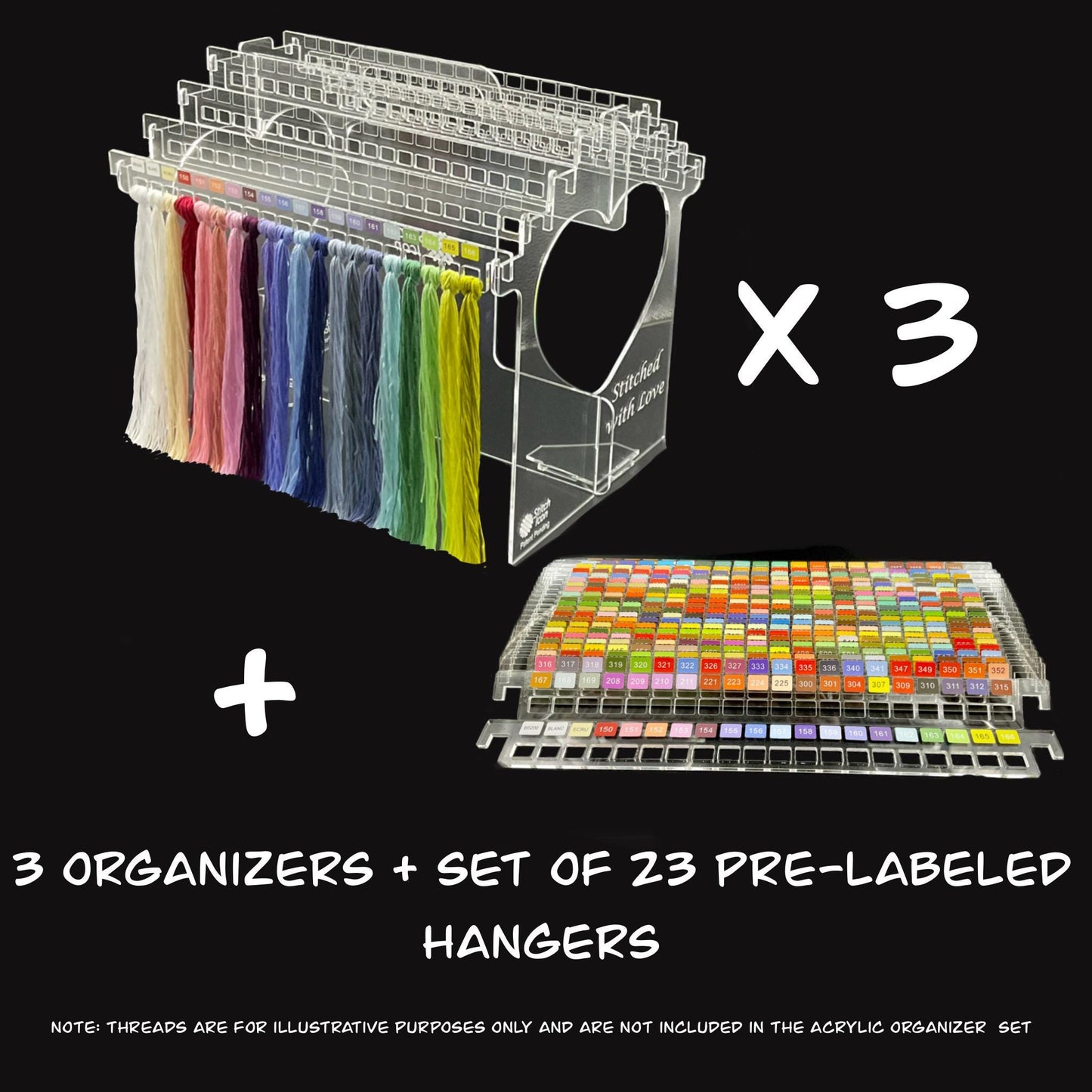 Clear Acrylic Floss Organizer Box: Embroidery Floss Storage Box, Thread Hanging Box with Handle for Easy Carrying, Gift for Cross Stitchers