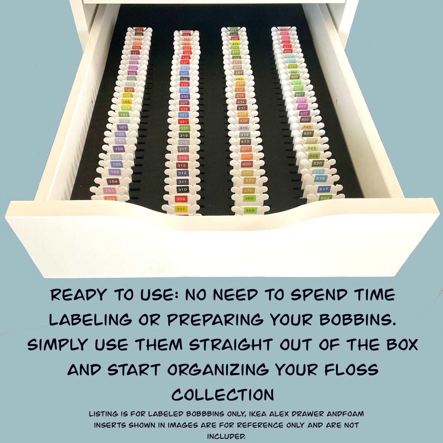 490 DMC Plastic Bobbins-490 Colors Ready Labeled Bobbins (NO floss included) 490 Labeled Plastic Bobbins, Perfect Present Gift for Stitchers