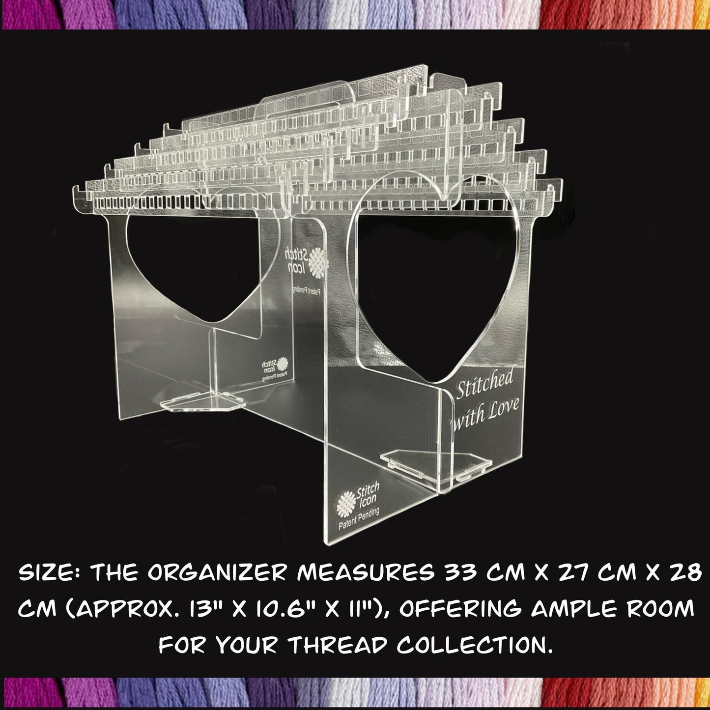 Clear Acrylic Floss Organizer Box: Embroidery Floss Storage Box, Thread Hanging Box with Handle for Easy Carrying, Gift for Cross Stitchers