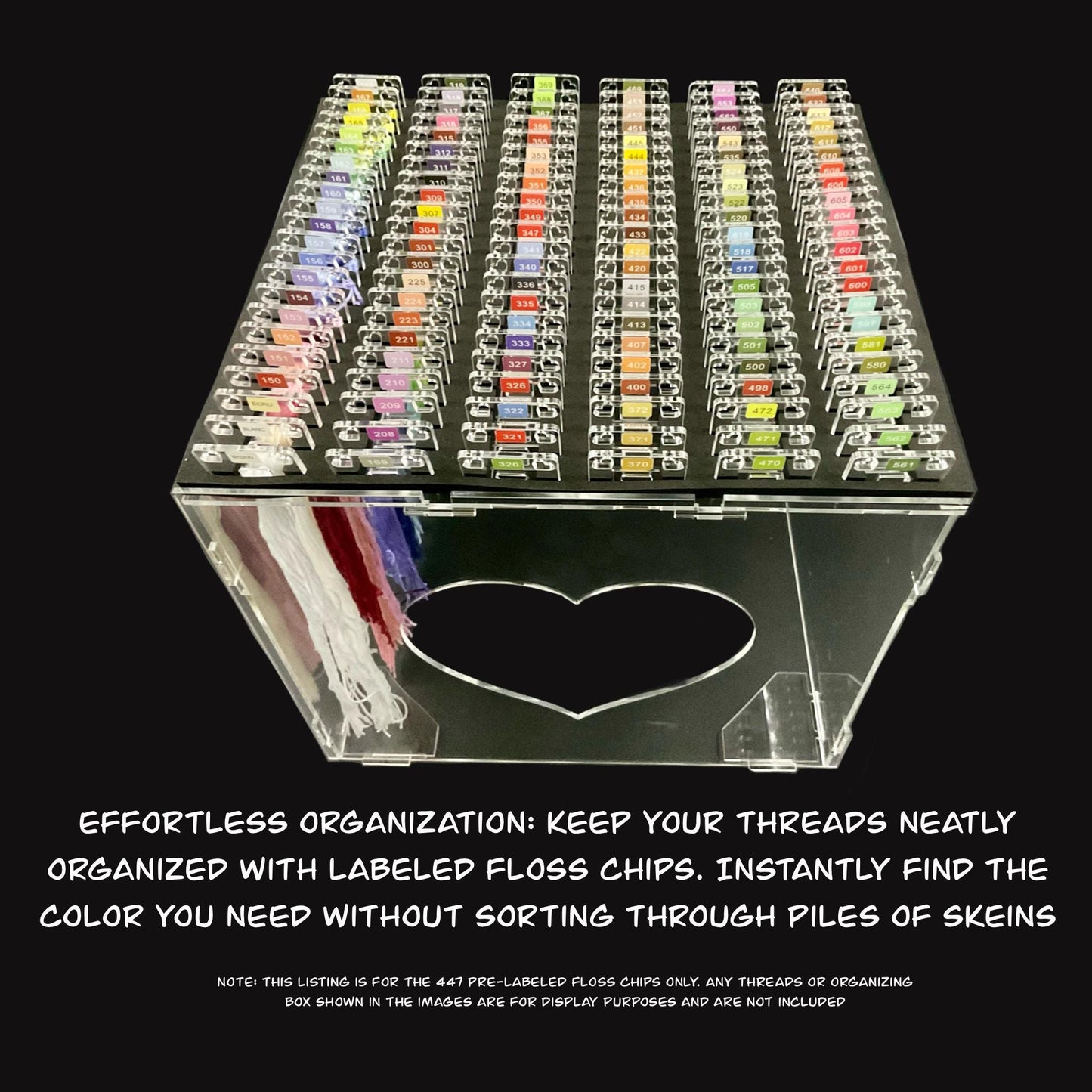 447 Pre-Labeled DMC Floss Drops-447 Pre-Labeled Floss Chips for DMC Colors-Best Present Acrylic Floss Chips for Easy Thread Organization