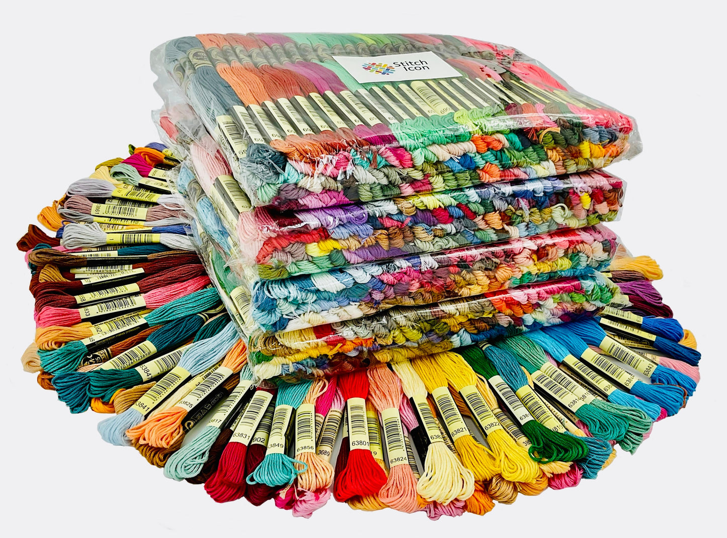 Complete Cross Stitch Tread Kit:447 Colors Mercerized Egyptian Cotton in Organizer Bag.Rainbow Colors Floss Gift Set. Present for Crafter