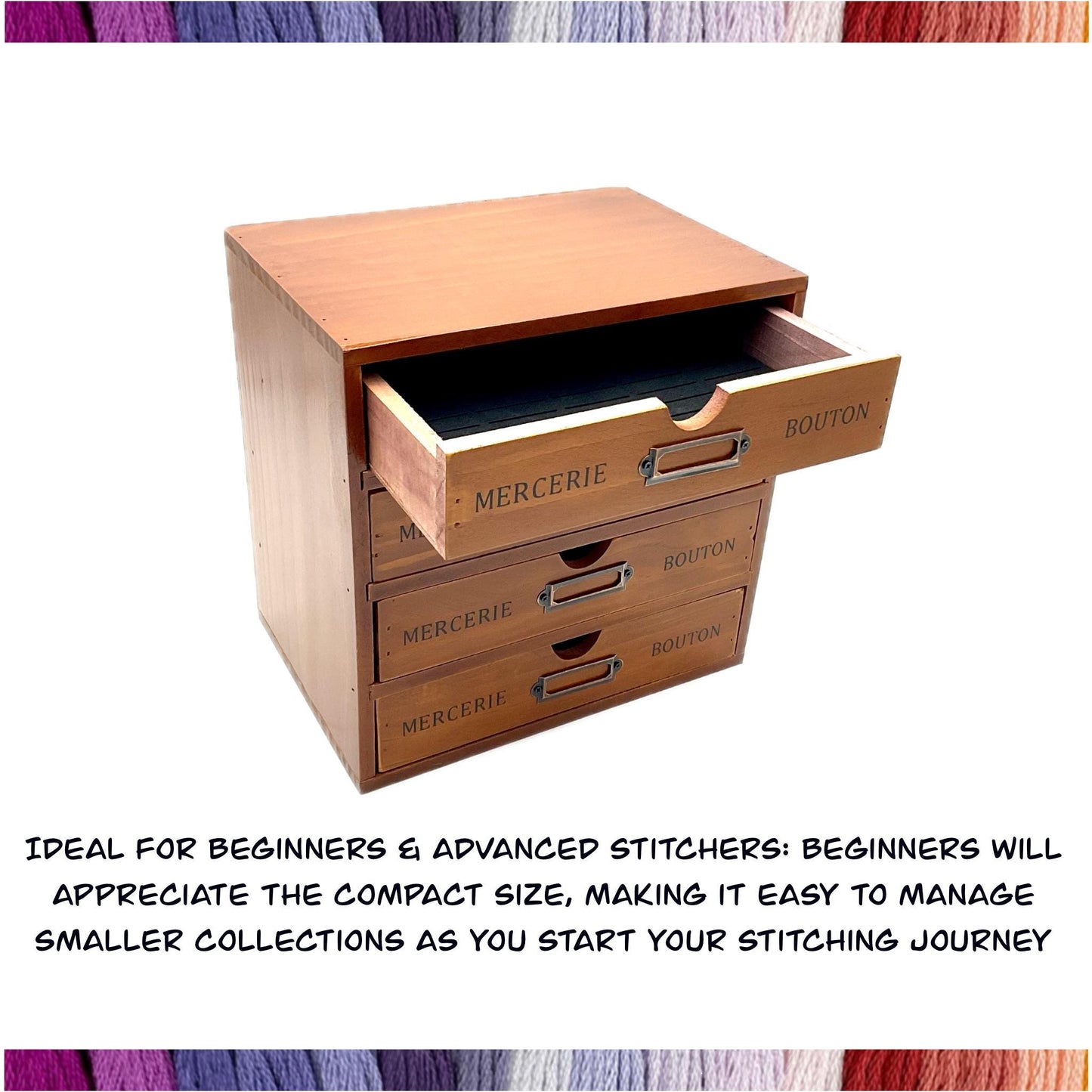 SMALL Wooden DMC Embroidery Floss Organizer Box with Foam Inserts Compact 4 Drawer Embroidery Thread Storage Box-Perfect Gift for Stitchers