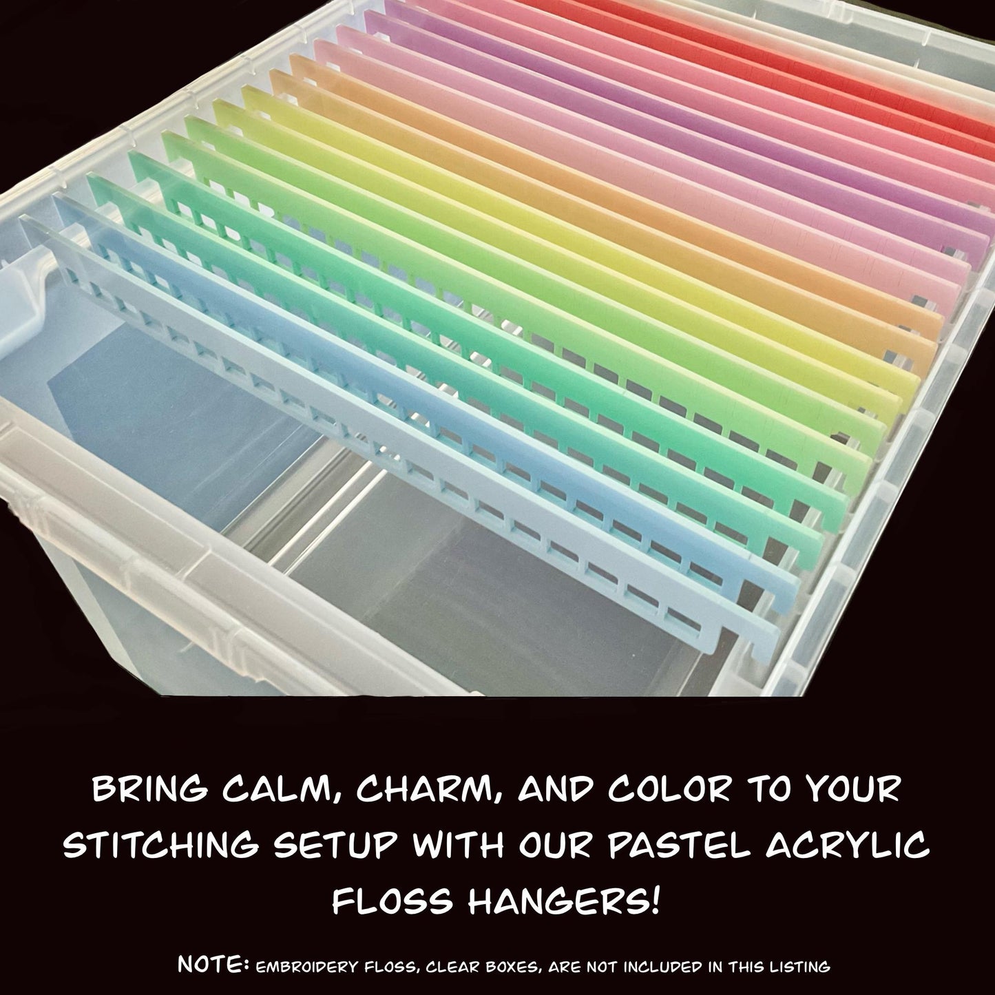 Pastel Acrylic Floss Hangers Set of 10 or 20 - Blank Colorful Thread Drops for Cross Stitch Organization - Rainbow Acrylic Thread Hangers