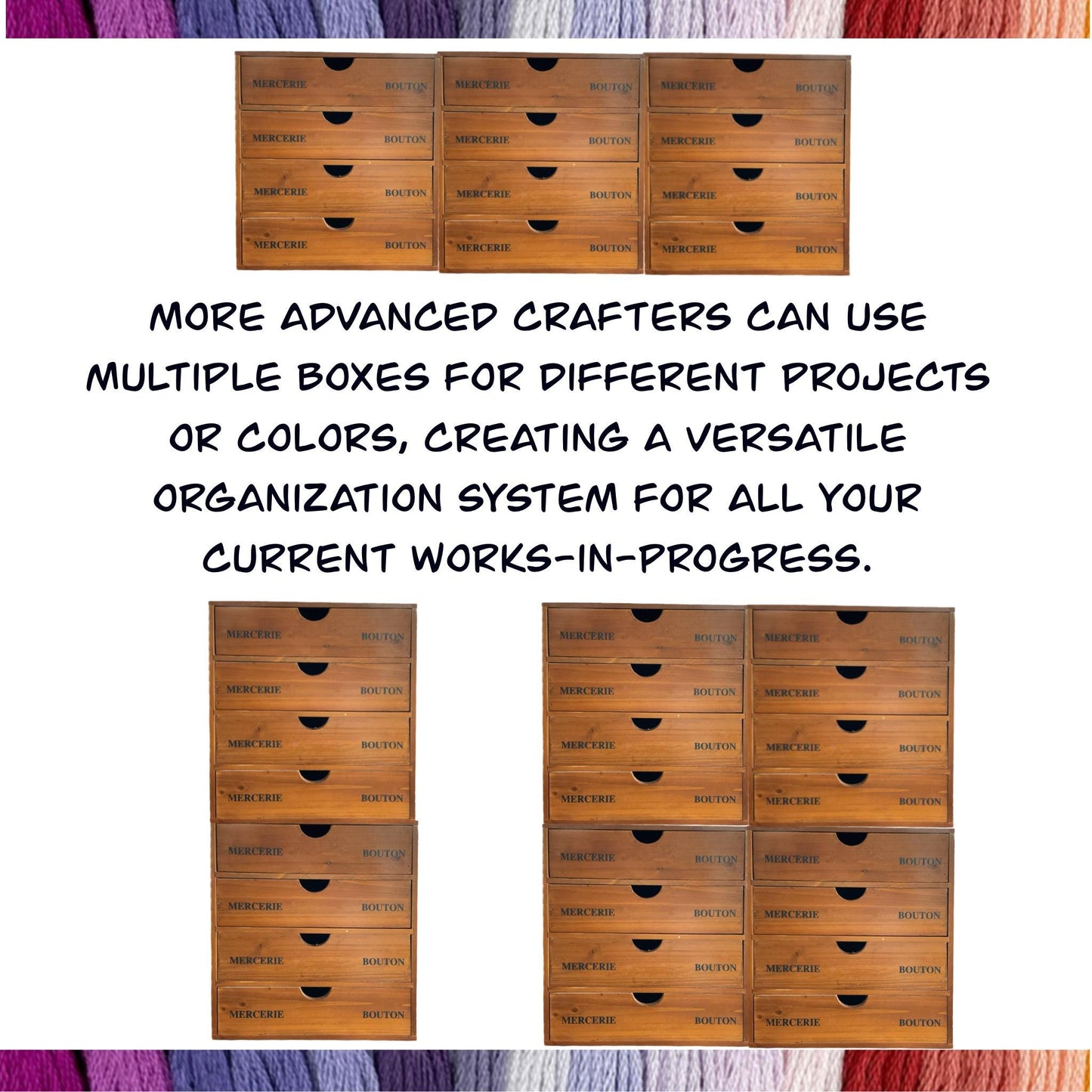 SMALL Wooden DMC Embroidery Floss Organizer Box with Foam Inserts Compact 4 Drawer Embroidery Thread Storage Box-Perfect Gift for Stitchers