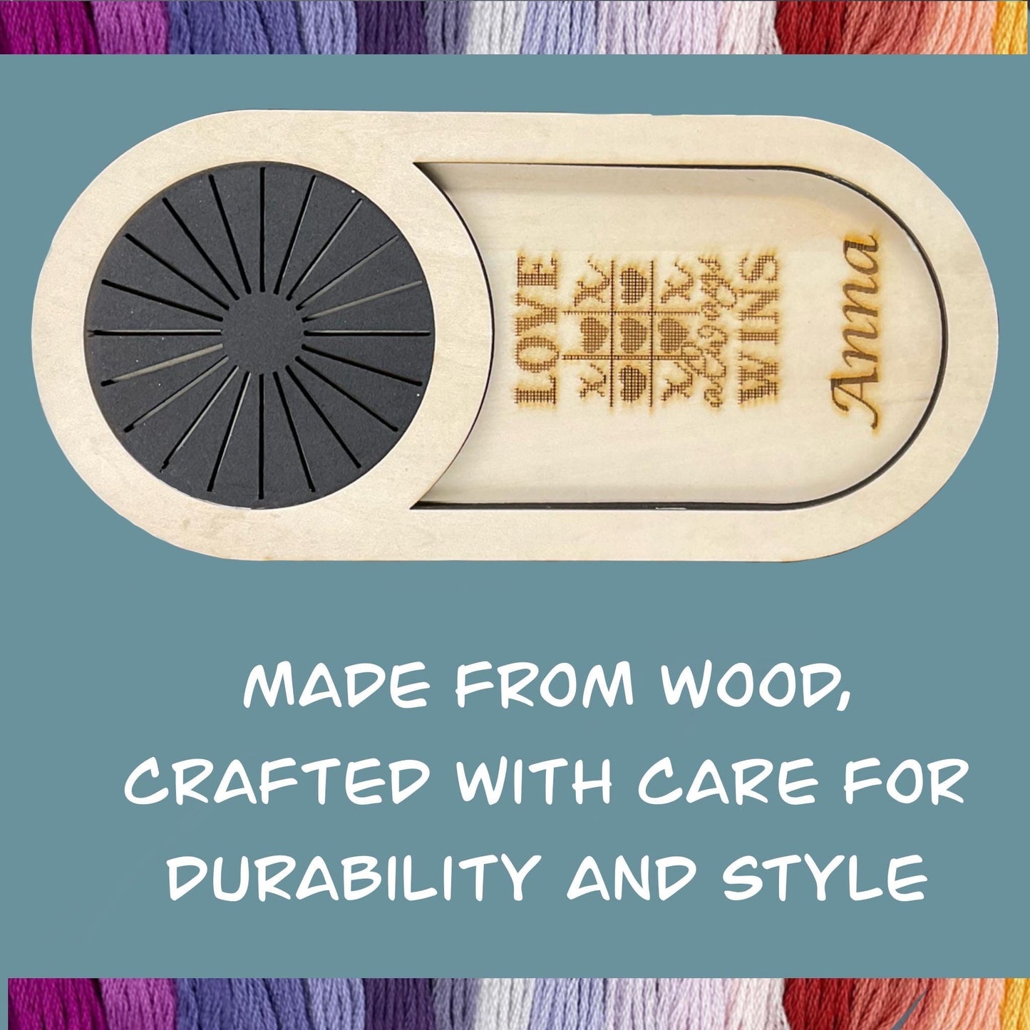 Personalized Project Tray Set for Cross-Stitch & Embroidery–Holds 20 Bobbins with Needle Storage, Perfect Holiday Gift with Custom Engraving
