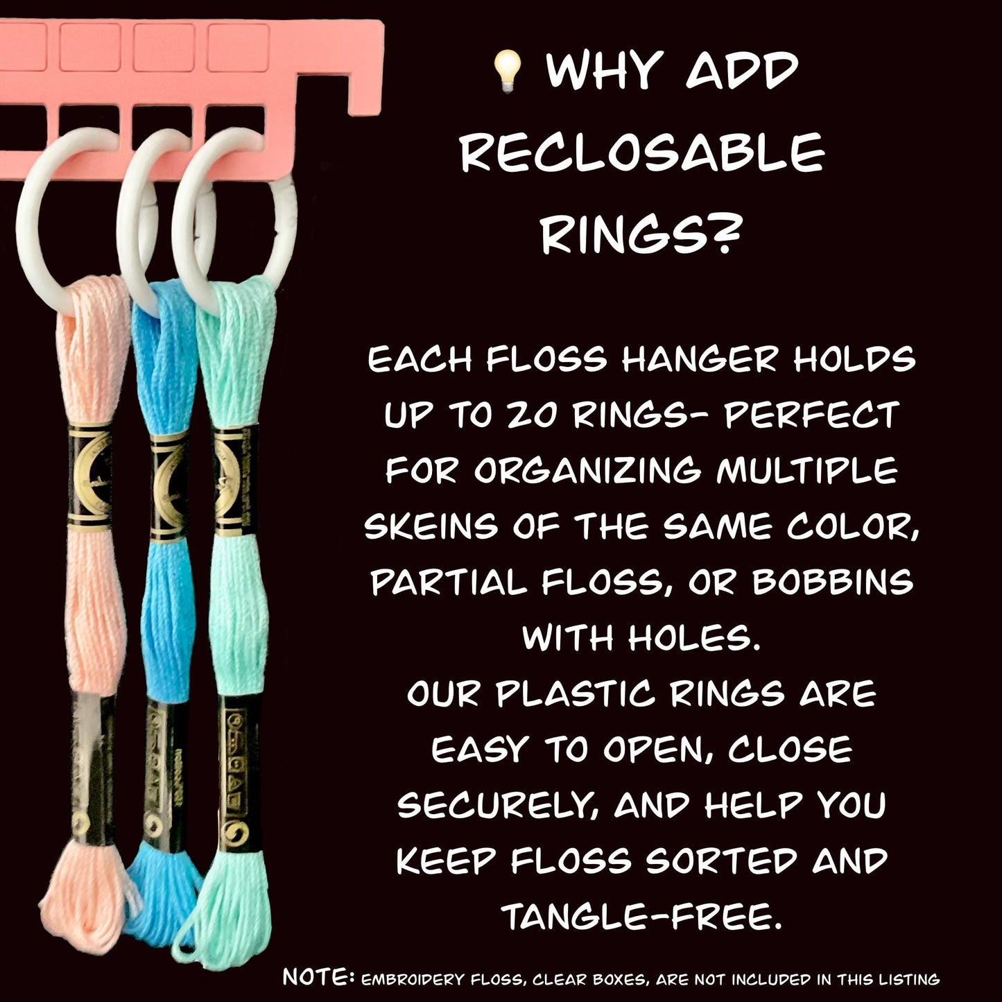 Pastel Acrylic Floss Hangers Set of 10 or 20 - Blank Colorful Thread Drops for Cross Stitch Organization - Rainbow Acrylic Thread Hangers