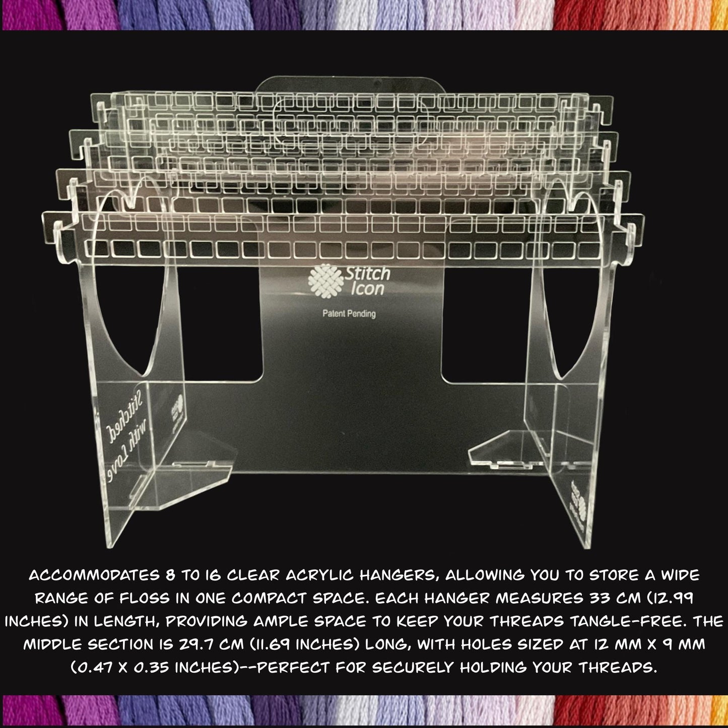 Clear Acrylic Floss Organizer Box: Embroidery Floss Storage Box, Thread Hanging Box with Handle for Easy Carrying, Gift for Cross Stitchers