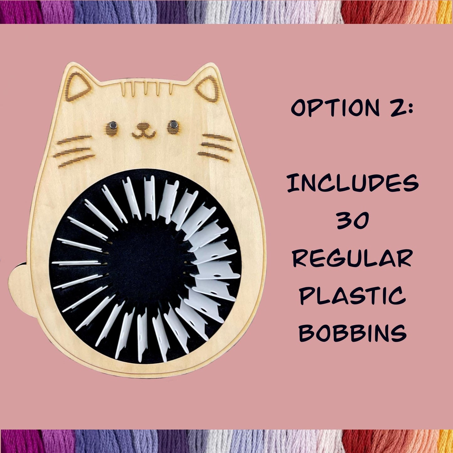 Cat Shaped Cross-Stitch Embroidery Tray Set–Holds 24 Acrylic Bobbins or 32 Regular Plastic Bobbins, Perfect Holiday Gift with Needle Storage