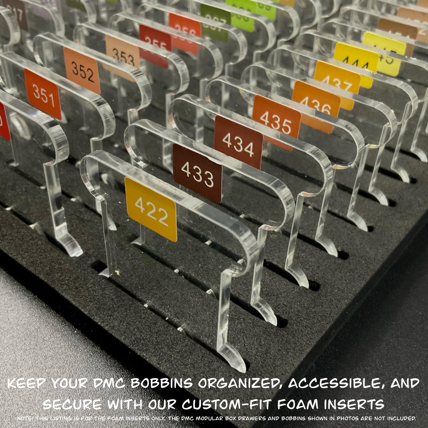 Foam Inserts for DMC Modular Box Drawers–Organize Acrylic or Plastic Bobbins with Ease–Gift for Crafting Enthusiasts Cross-Stitch Lovers