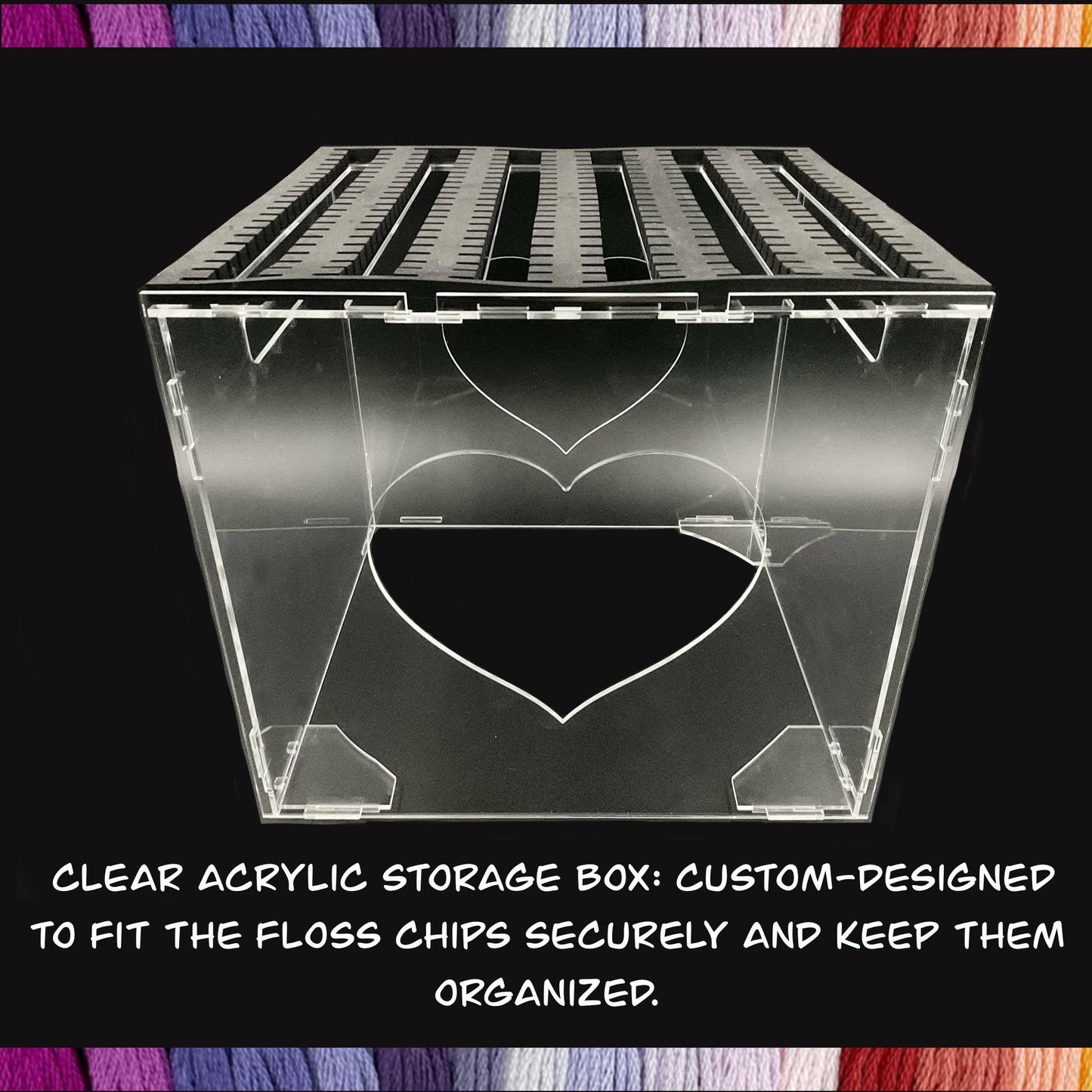 132-Count Clear Acrylic Floss Chip Storage Box–Ideal Gift for Stitchers-Blank Floss Chips, Floss Drop Storage–132 Blank Drops and Organizer
