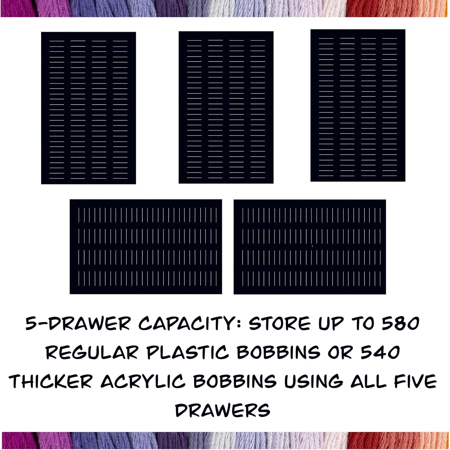 Foam Insert for Bisley 5-Drawer–Floss Bobbin Organizer–Holds 116 Plastic Bobbins-108 Acrylic Bobbins-Present Gift for Crafter Cross Stitcher