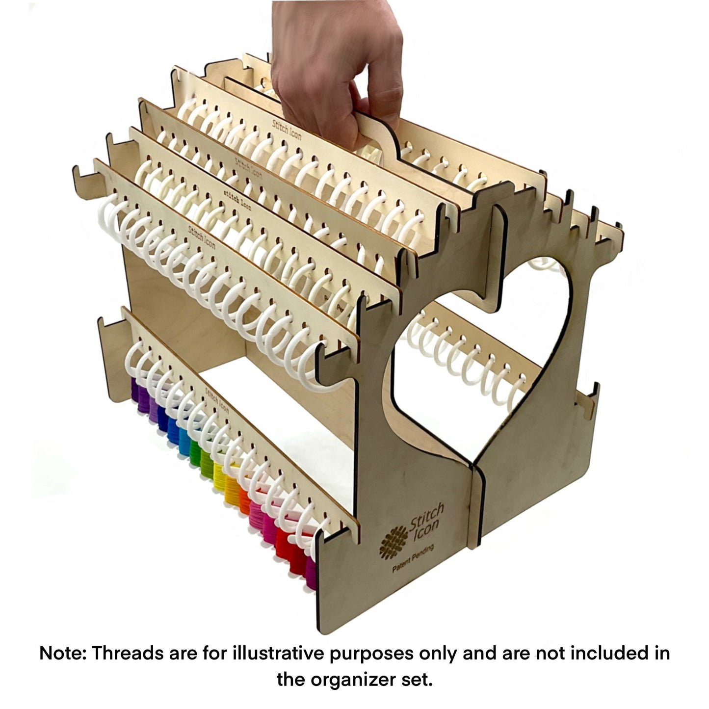 Purrfect Threads Floss Organizer: Wooden Cat Design, 160 Slots -Craft Tool for 128 Colors DMC Floss Skeins + 32 Bobbins, Gift Thread Storage