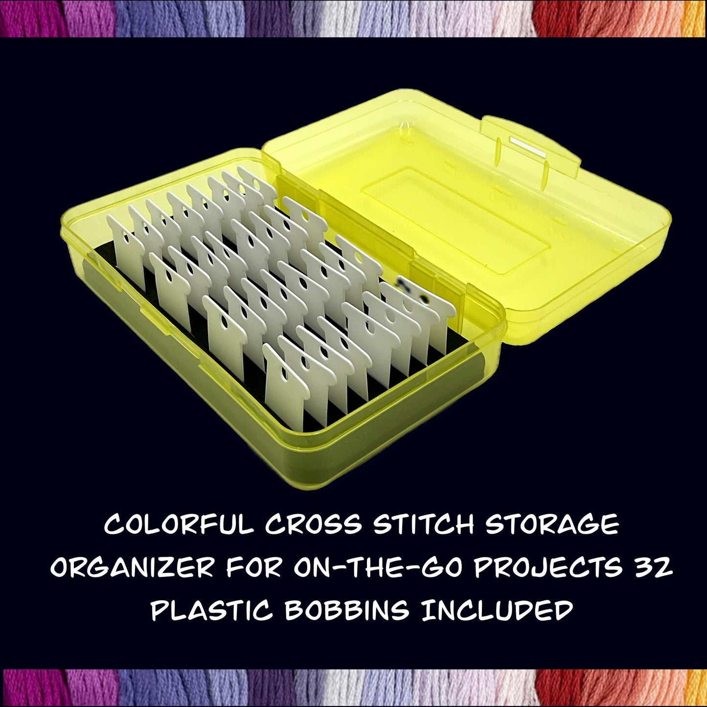 4-Pack Travel Floss Bobbin Boxes & Organizer Bag Set–Cross Stitch Storage for On-the-Go Projects 4 Box 128 Bobbins Gift for Stitcher Mother