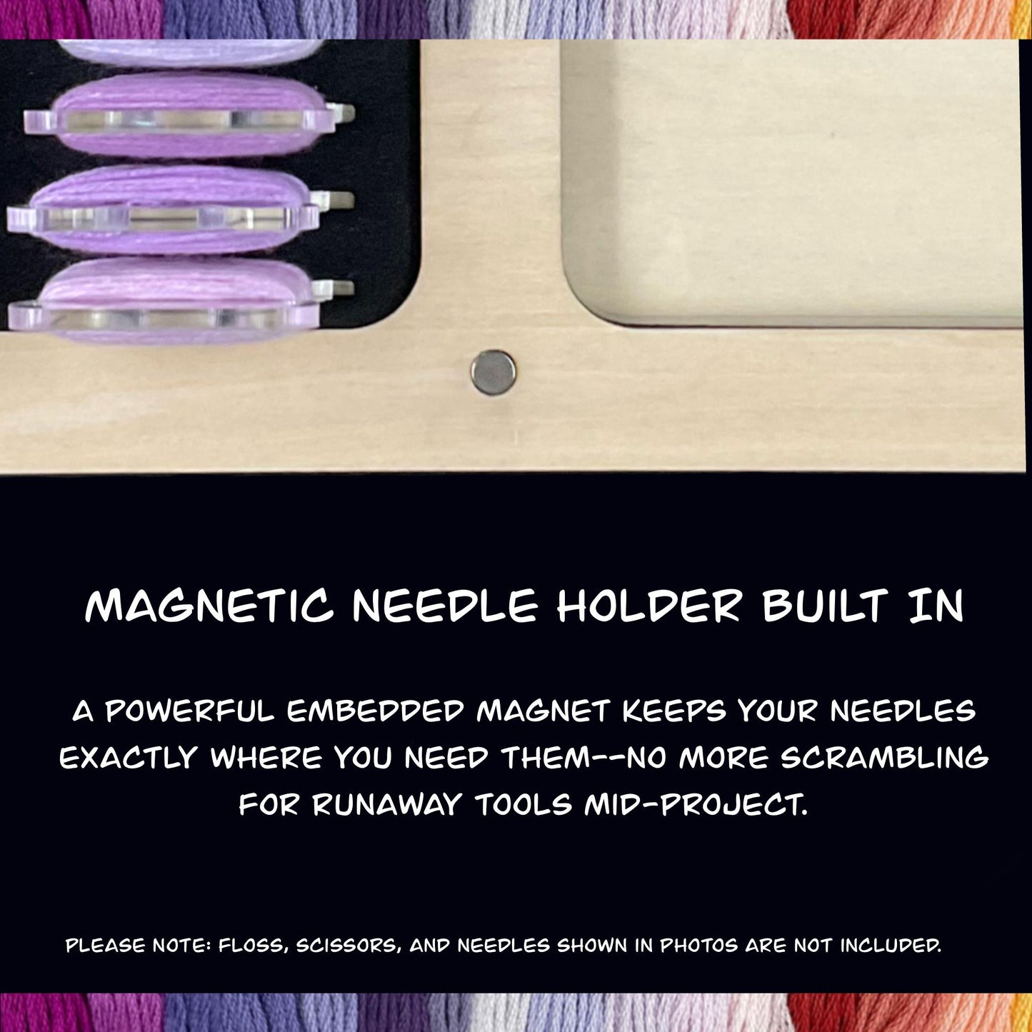 Wooden Project Tray Set–Cross Stitch Organizer with 20 Clear Acrylic Bobbins–Holds Tools,Scissors,Needles–Mother's Day Gift