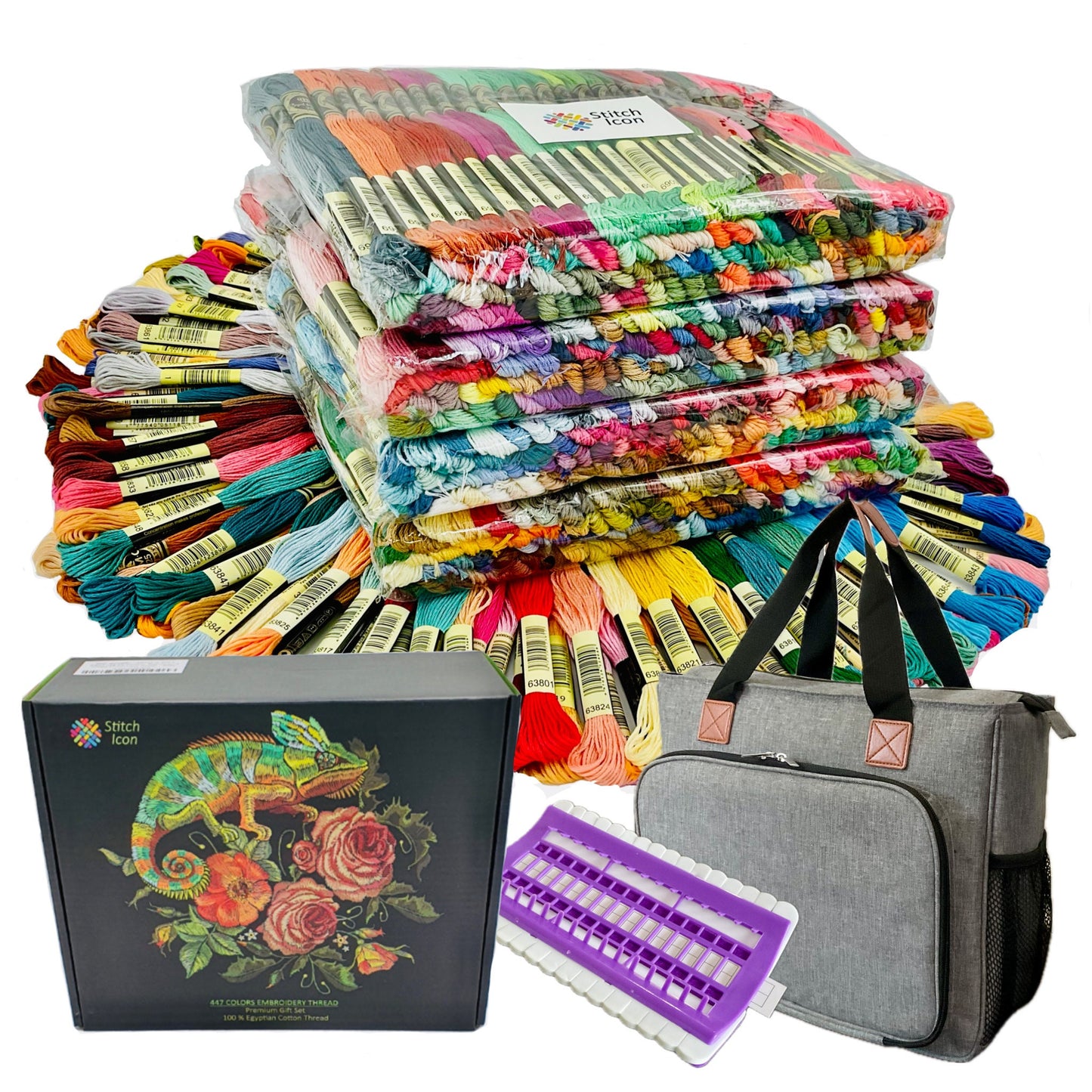447 Rainbow Colors: Your Complete Embroidery Thread Set in One Bag.Gift Cross Stitch Tread Kit, 447 Colors Floss Mercerized Egyptian Cotton.