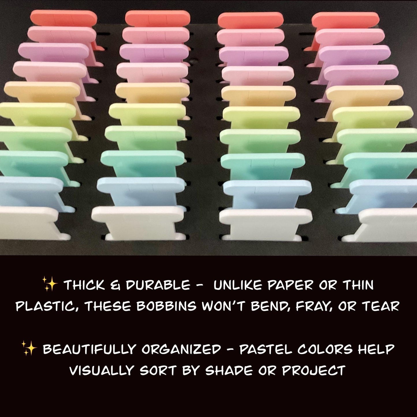 3 mm Pastel Acrylic Floss Bobbins Set–3mm Blank Thread Organizers for Cross Stitch Embroidery Storage, Embroidery Needlework Organization