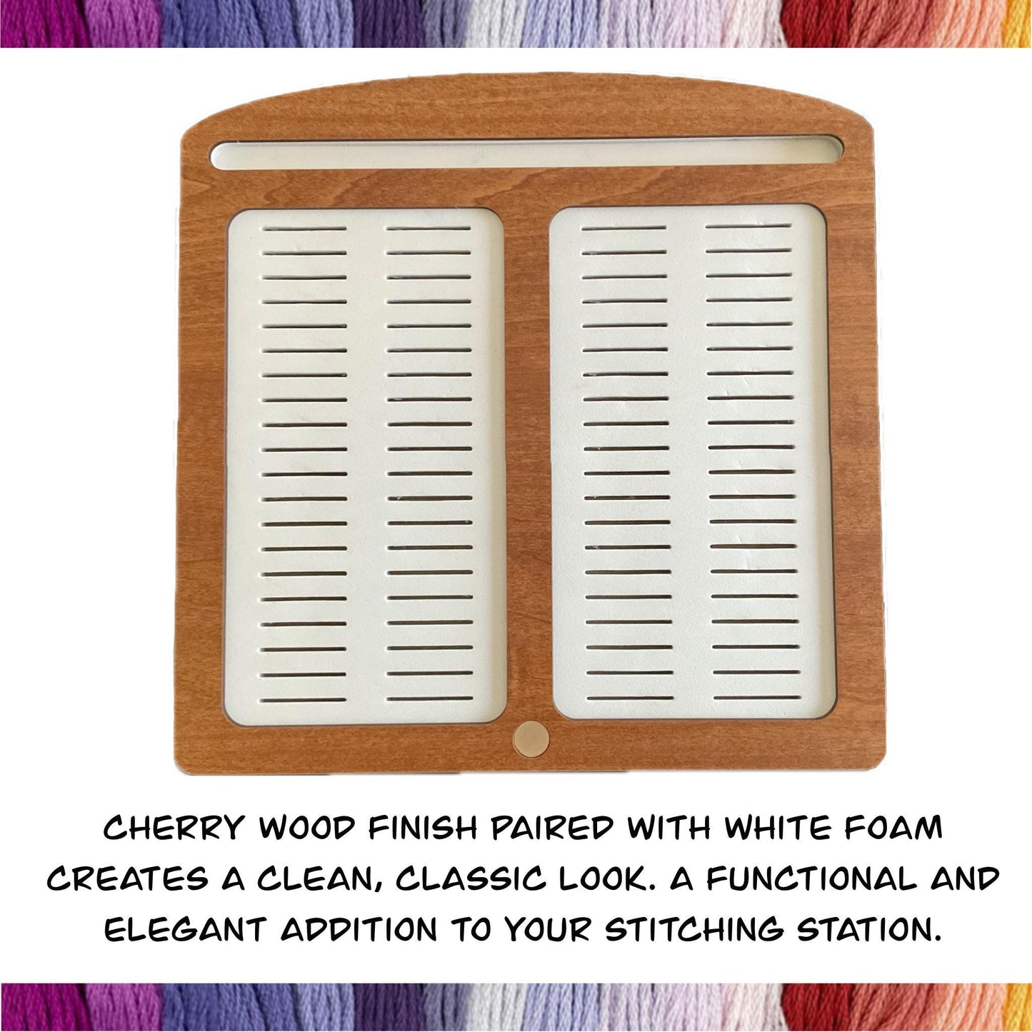 Cross Stitch Tray with 72 Acrylic or 80 Plastic Bobbins–Tool &Phone Slot–Mother's Day Gift for Stitcher–Cherry,Ebony,Black Wood