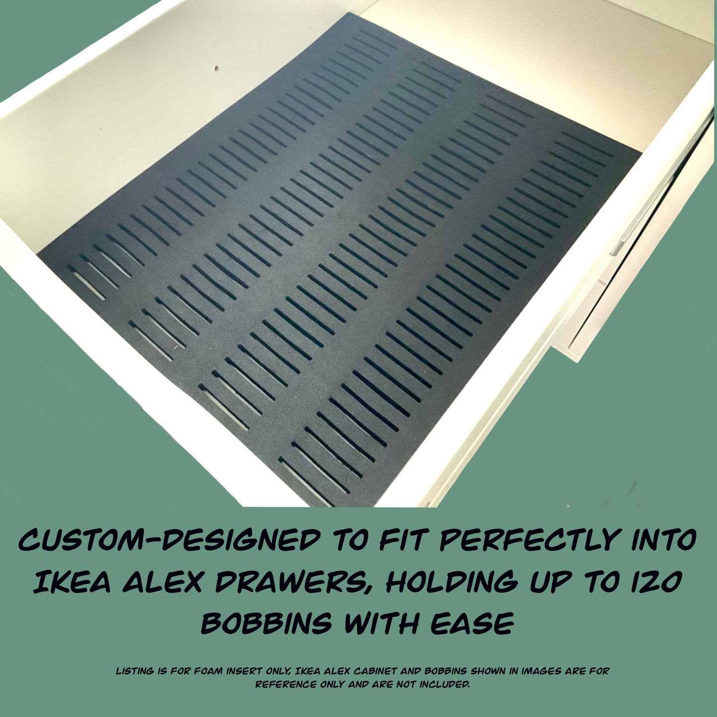 IKEA Alex Drawer Foam Insert for Floss Bobbins-Cross stitch, Embroidery and Needlework Organization, Present Gift for Crafter Cross Stitcher