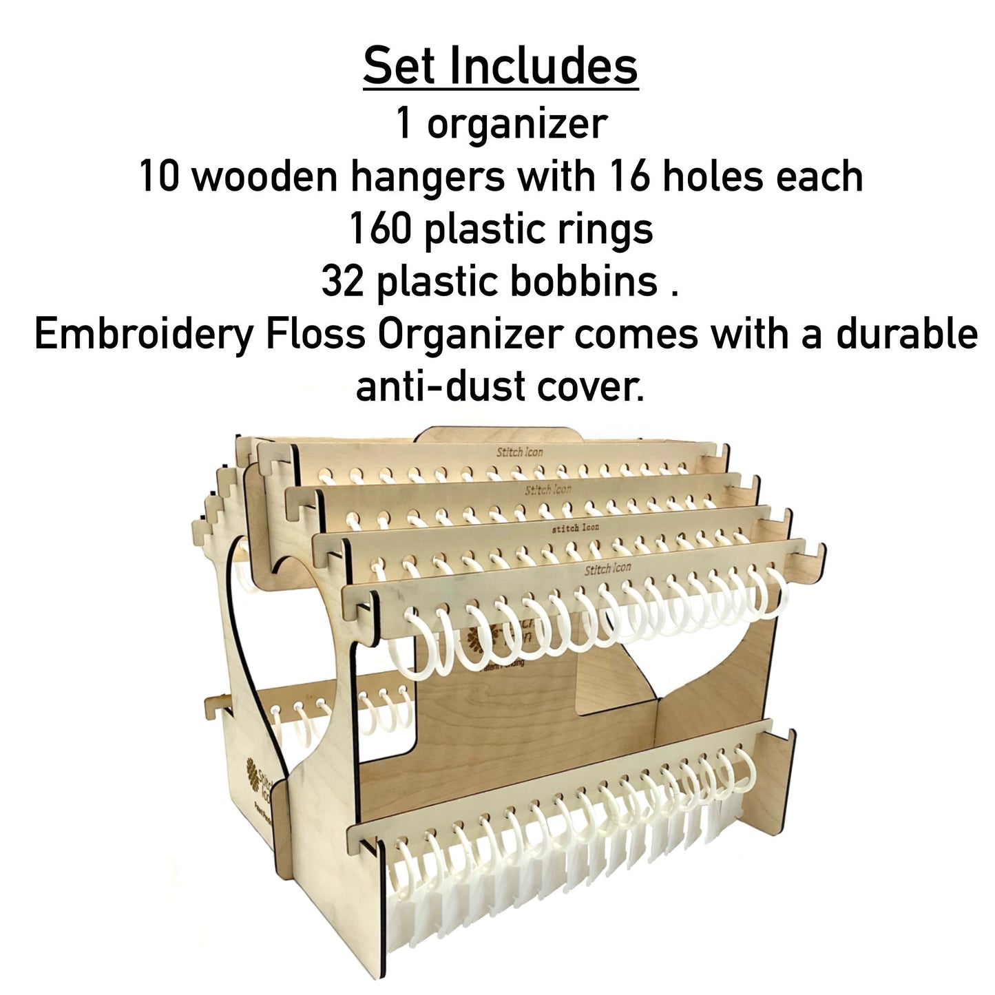 Deluxe Embroidery Floss Organizer: Wooden House,160 Slots - Handy Craft Tool for 128 Colors DMC floss skeins+32 Bobbins, Gift Tread Storage