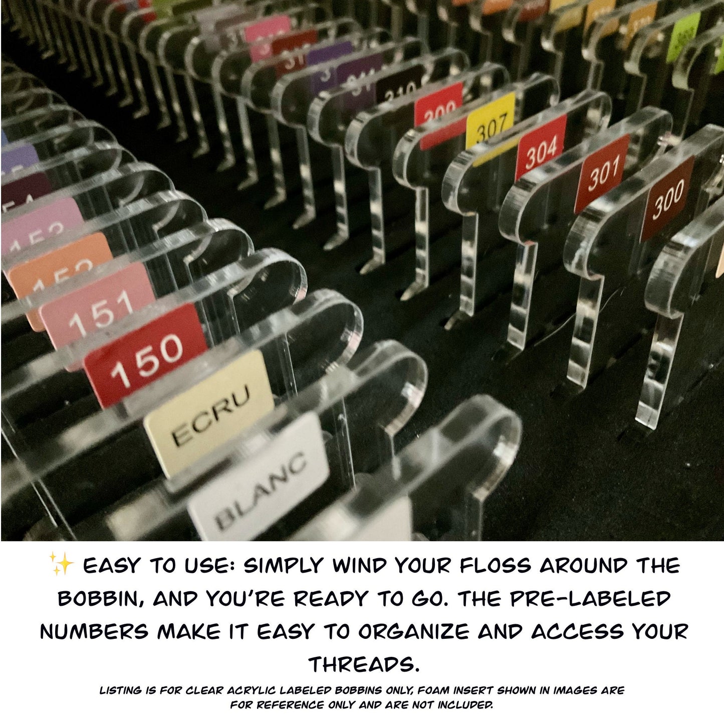 Pre-Labeled 490 Color Acrylic Bobbins:Perfect Gift for Cross-Stitch & Embroidery,490 Prelabeled Acrylic Bobbins-Durable 3mm Set Best Present