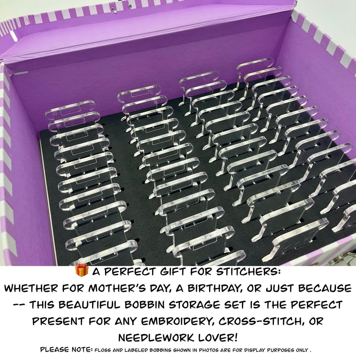 Travel Floss Bobbin Box Set–3 Organizer Boxes with Foam Inserts–Holds 151 Acrylic or 206 Plastic Bobbins–Gift Cross Stitch Storage