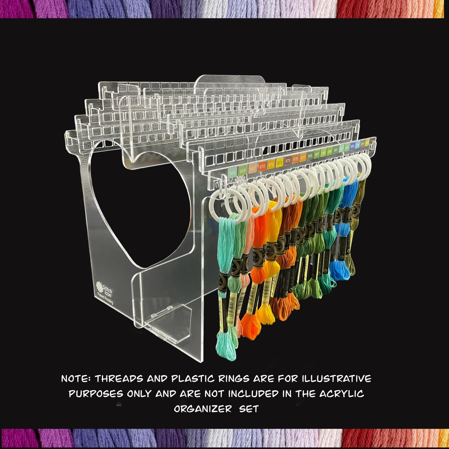 Clear Acrylic Floss Organizer Box: Embroidery Floss Storage Box, Thread Hanging Box with Handle for Easy Carrying, Gift for Cross Stitchers