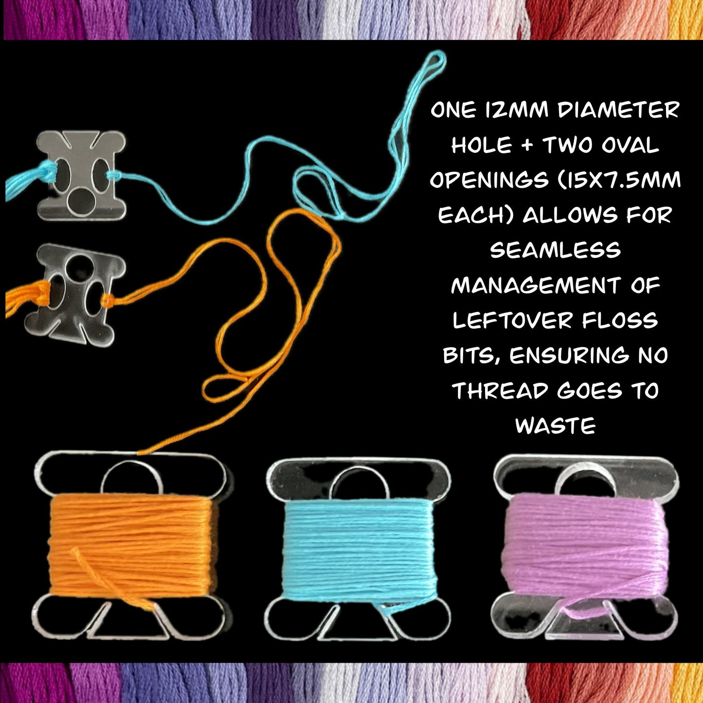 Deluxe Acrylic Bobbins-Transparent Acrylic Bobbin,Floss Drops/Chips-Floss Tread Storage-Cross stitch, Embroidery and Needlework Organization