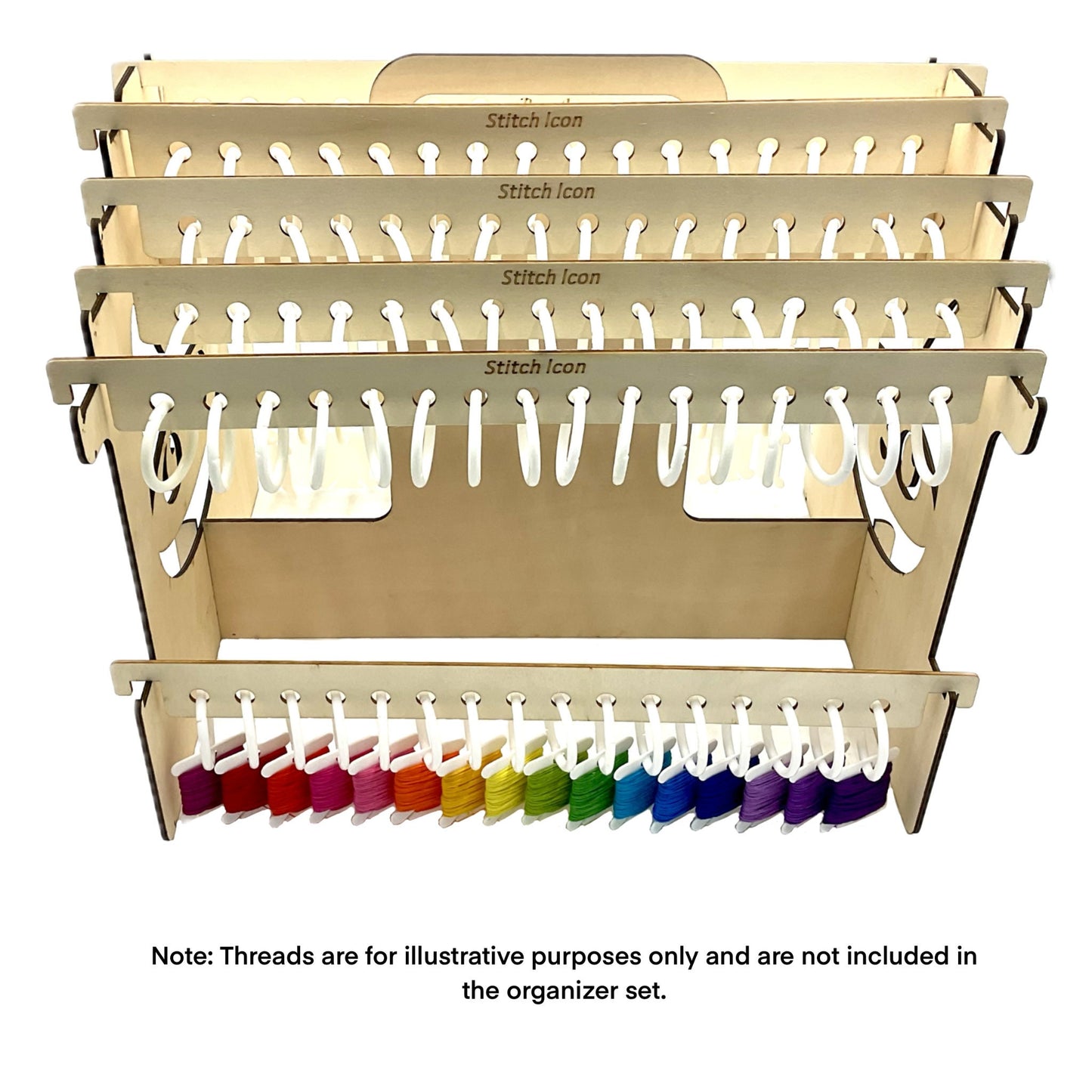 Purrfect Threads Floss Organizer: Wooden Cat Design, 160 Slots -Craft Tool for 128 Colors DMC Floss Skeins + 32 Bobbins, Gift Thread Storage