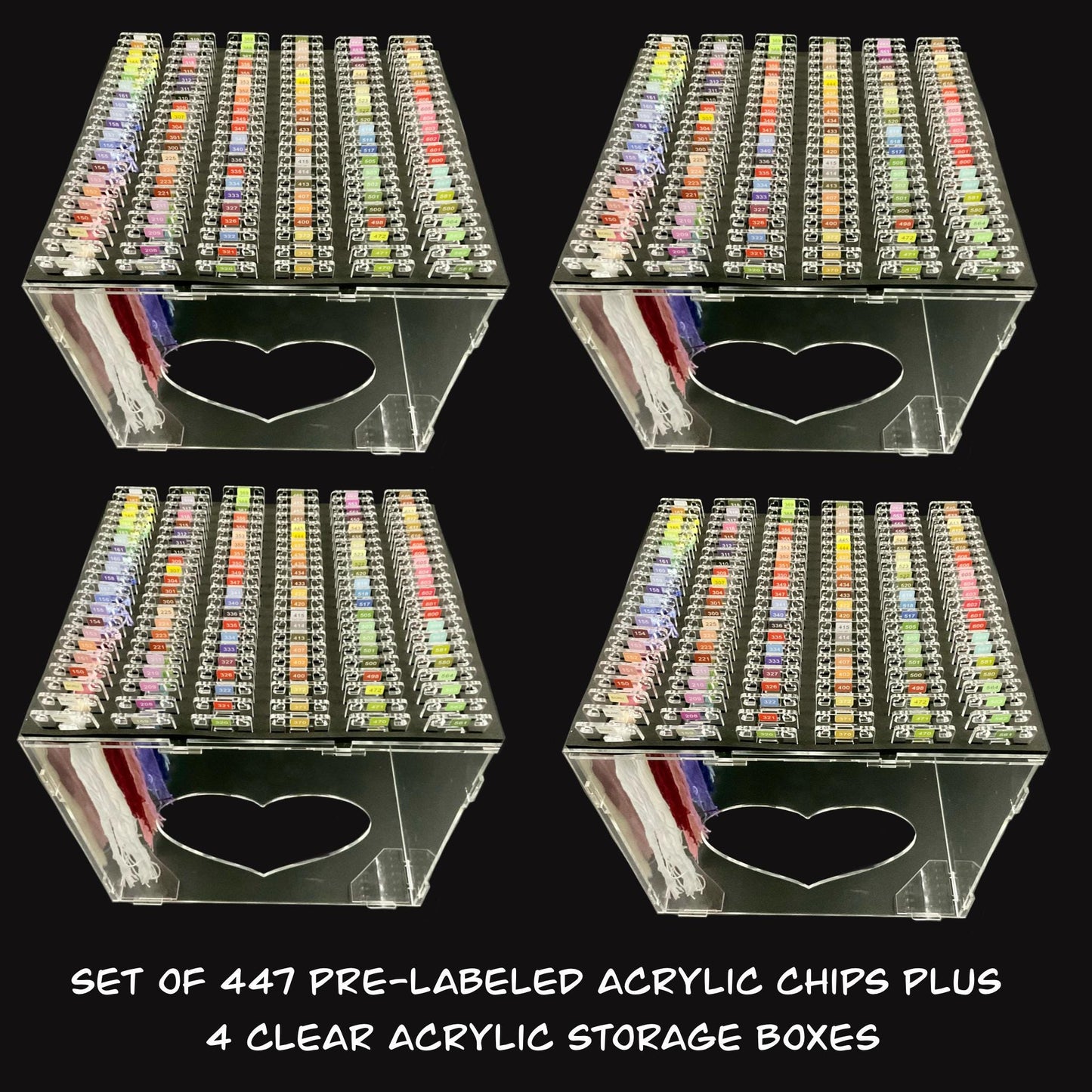 447 Pre-Labeled DMC Floss Drops-447 Pre-Labeled Floss Chips for DMC Colors-Best Present Acrylic Floss Chips for Easy Thread Organization