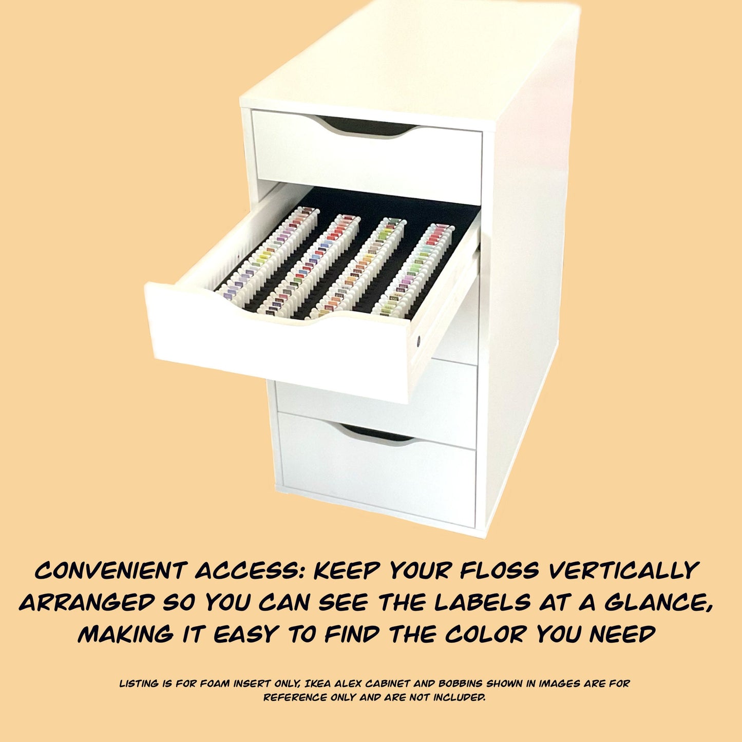 IKEA Alex Drawer Foam Insert for Floss Bobbins-Cross stitch, Embroidery and Needlework Organization, Present Gift for Crafter Cross Stitcher