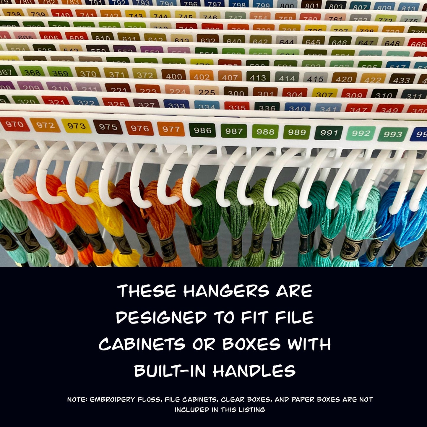 Set of 23 White Acrylic Pre-Labeled Floss Hangers for 447 DMC Colors–Perfect Present for Cross Stitchers, Gift Thread Hangers, Foss Storage