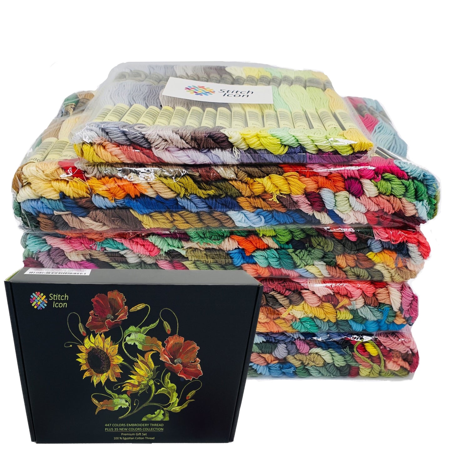 482 Colors Cross Stitch Embroidery Thread All 447 Colors Set+35 Colors Gift Box,Made from Double Mercerized 100% Egyptian Long Staple Cotton
