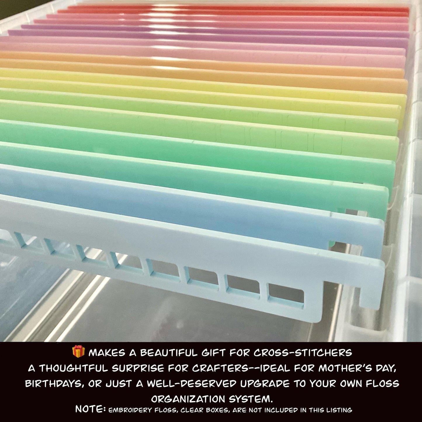 Pastel Acrylic Floss Hangers Set of 10 or 20 - Blank Colorful Thread Drops for Cross Stitch Organization - Rainbow Acrylic Thread Hangers