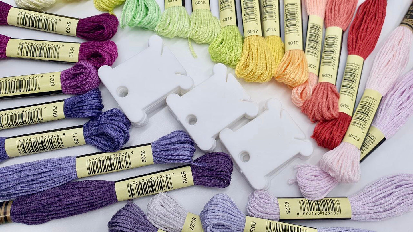 Premium 35-Color Cross Stitch Thread Pack with 35 Plastic Bobbins:35-ColorThread Pack of Egyptian Cotton Is Best Gift for Beginners and Pros