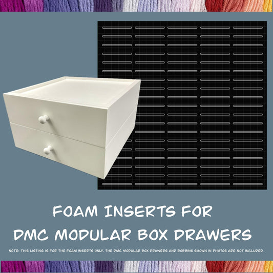 Foam Inserts for DMC Modular Box Drawers–Organize Acrylic or Plastic Bobbins with Ease–Gift for Crafting Enthusiasts Cross-Stitch Lovers