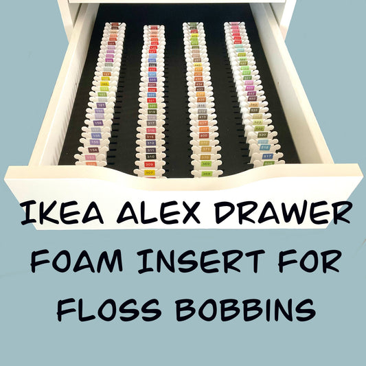 IKEA Alex Drawer Foam Insert for Floss Bobbins-Cross stitch, Embroidery and Needlework Organization, Present Gift for Crafter Cross Stitcher