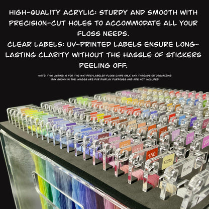 447 Pre-Labeled DMC Floss Drops-447 Pre-Labeled Floss Chips for DMC Colors-Best Present Acrylic Floss Chips  for Easy Thread Organization
