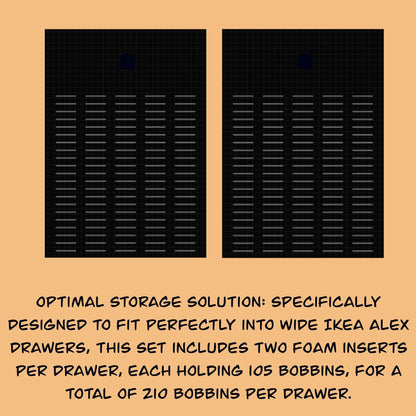 Wide IKEA Alex 26” Drawer Foam Insert for Floss Bobbins-Cross stitch,Embroidery and Needlework Organization, Present Gift for Cross Stitcher