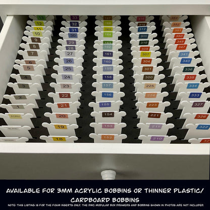 Foam Inserts for DMC Modular Box Drawers–Organize Acrylic or Plastic Bobbins with Ease–Gift for Crafting Enthusiasts Cross-Stitch Lovers