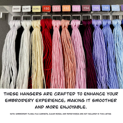 Set of 25 Clear Acrylic Pre-Labeled Floss Hangers for 490 DMC Colors–Perfect Present for Cross Stitchers, Gift Thread Hangers, Foss Storage