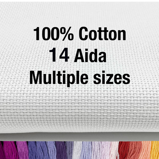 Premium 14 Count Aida Cloth Elevate Your Stitching with Multiple Sizes 100% Cotton , White Fabric for Cross Stitch,Embroidery,Crafting