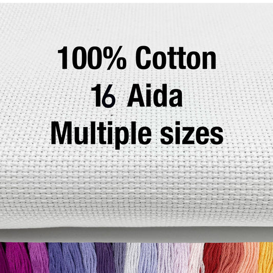 Premium 16 Count Aida Cloth Elevate Your Stitching with Multiple Sizes 100% Cotton , White Fabric for Cross Stitch, Embroidery, Crafting