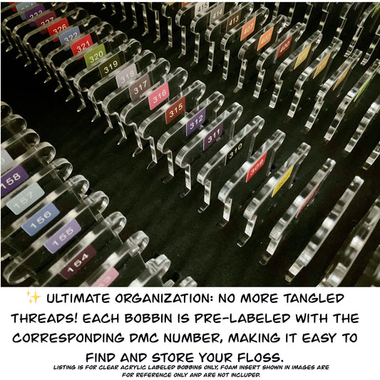 Pre-Labeled 490 Color Acrylic Bobbins:Perfect Gift for Cross-Stitch & Embroidery,490 Prelabeled Acrylic Bobbins-Durable 3mm Set Best Present