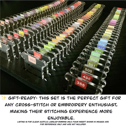 Pre-Labeled 490 Color Acrylic Bobbins:Perfect Gift for Cross-Stitch & Embroidery,490 Prelabeled Acrylic Bobbins-Durable 3mm Set Best Present