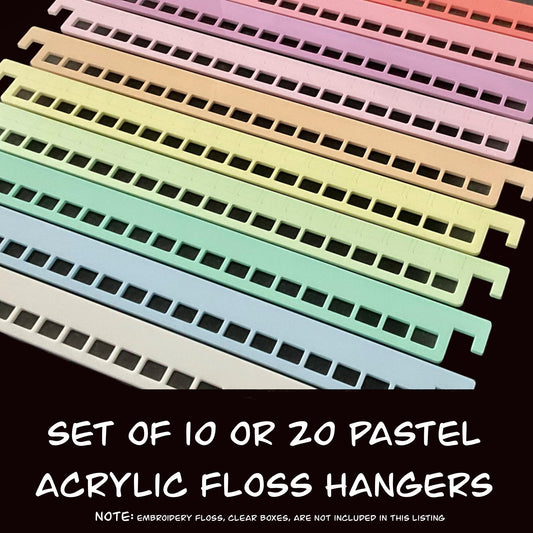 Pastel Acrylic Floss Hangers Set of 10 or 20 - Blank Colorful Thread Drops for Cross Stitch Organization - Rainbow Acrylic Thread Hangers