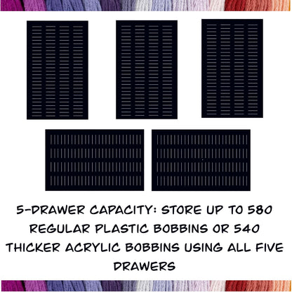 Foam Insert for Bisley 5-Drawer–Floss Bobbin Organizer–Holds 116 Plastic Bobbins-108 Acrylic Bobbins-Present Gift for Crafter Cross Stitcher